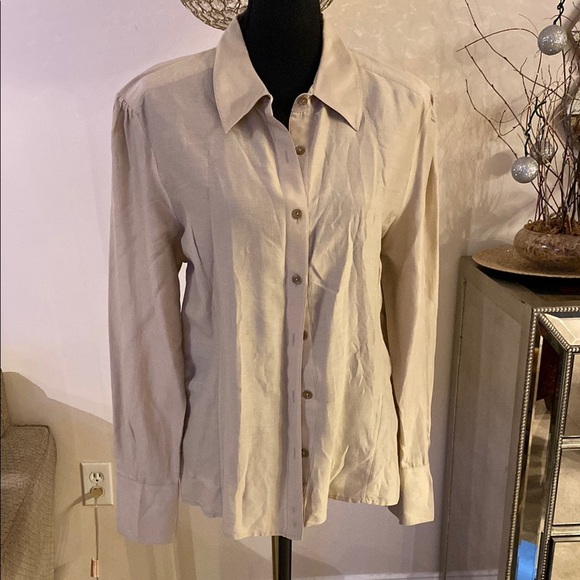 St. John Cream Button-Up Blouse size L - Picture 1 of 4